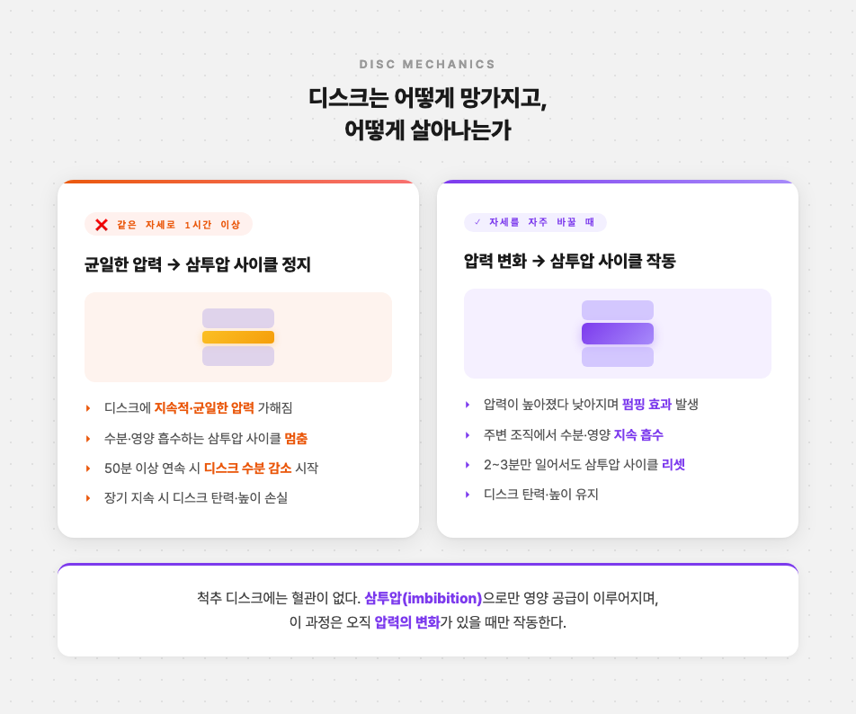 척추 디스크 삼투압 원리 비교