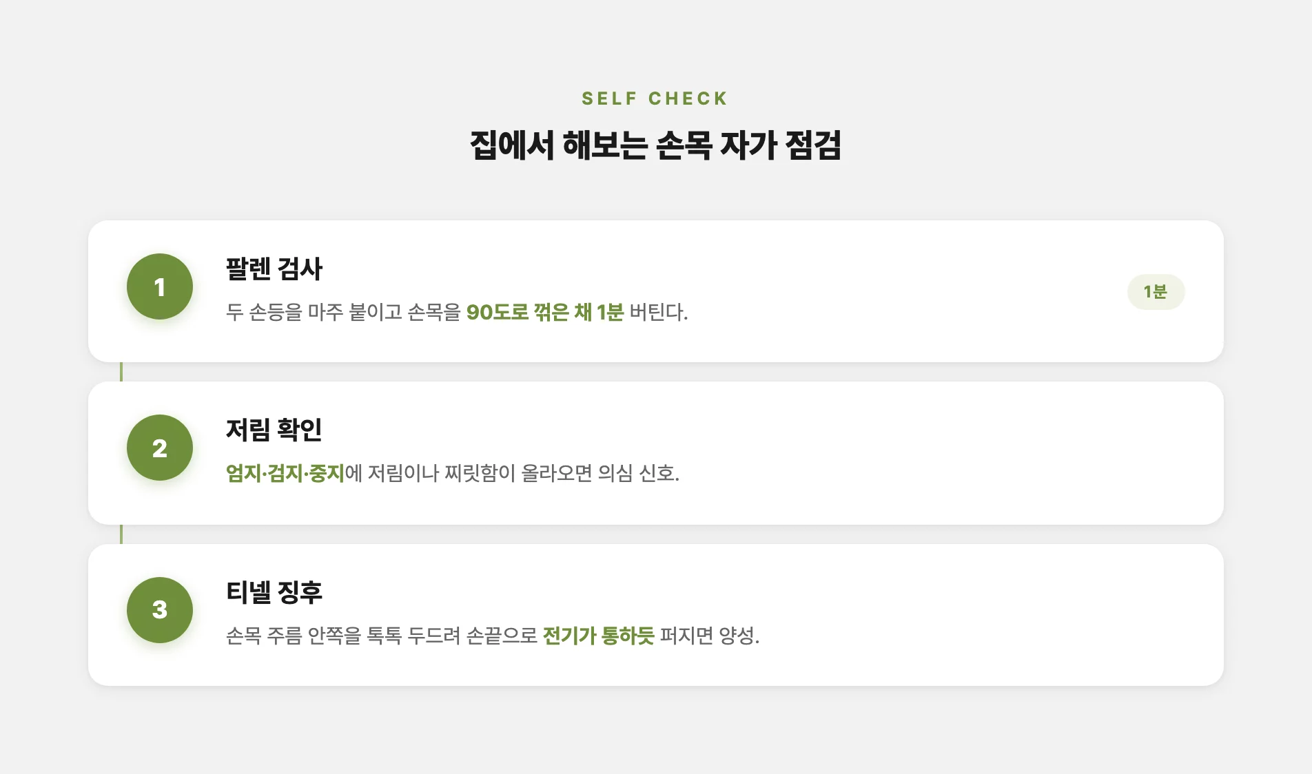 집에서 하는 손목 저림 자가 점검