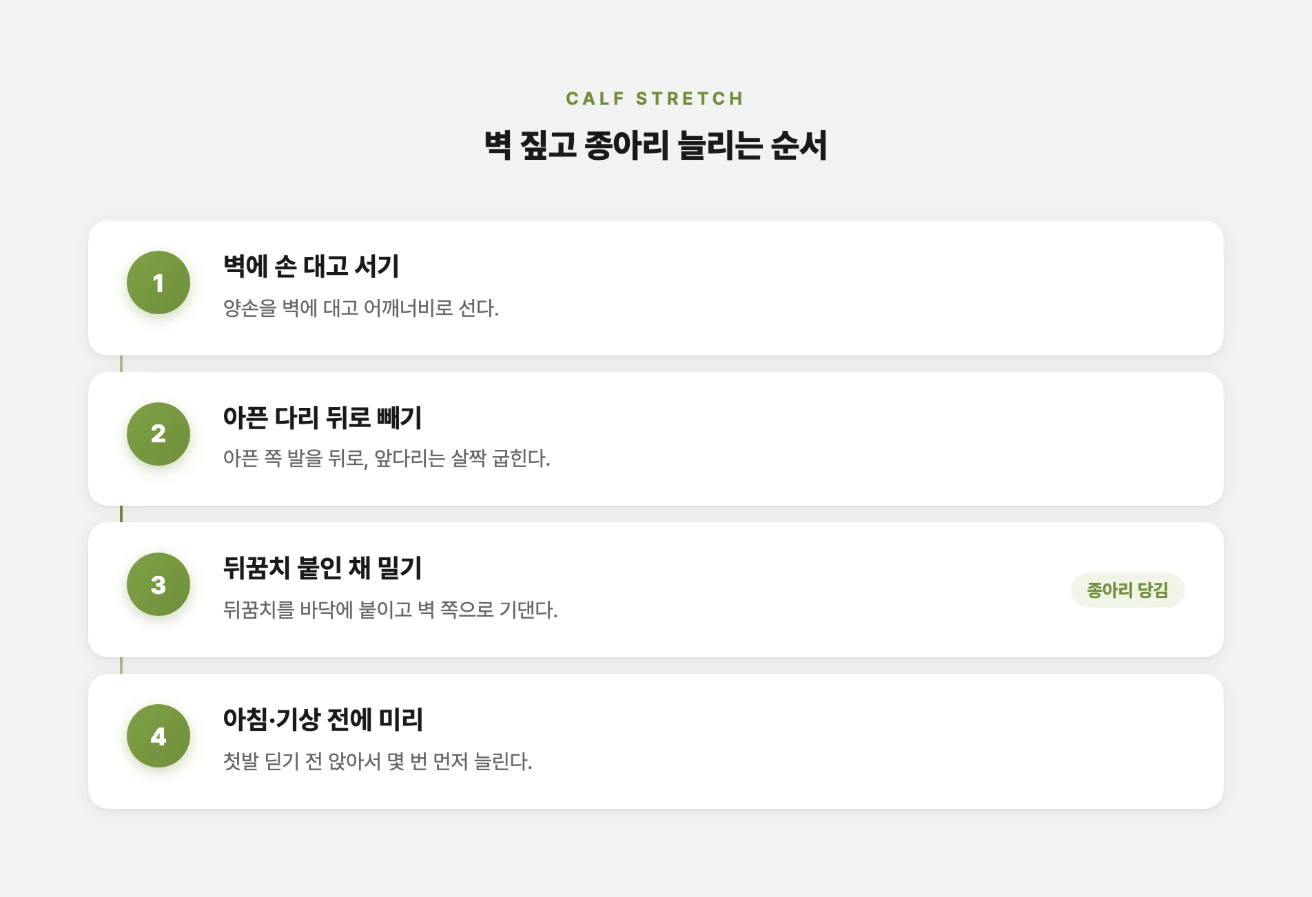벽 짚고 종아리 늘리는 순서