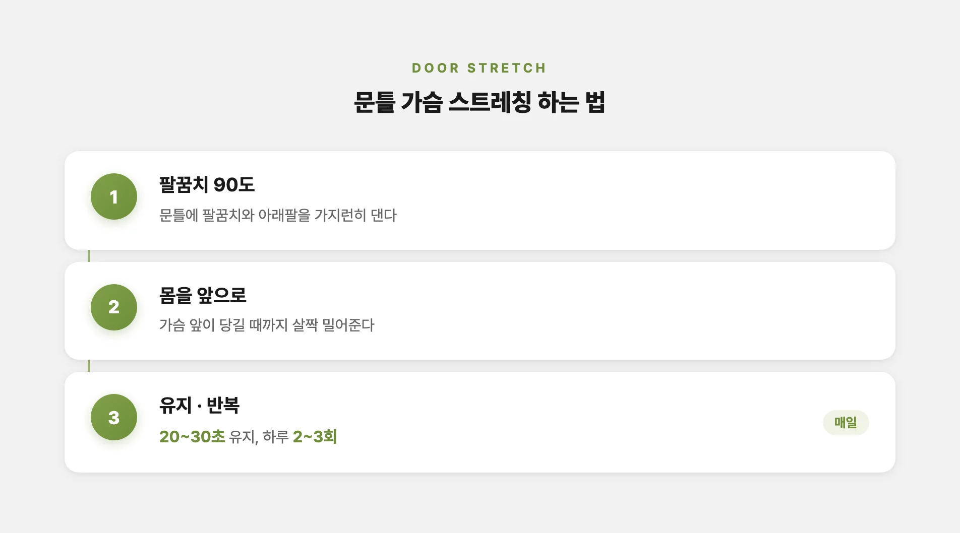 문틀에 팔 대고 가슴 앞 늘이기