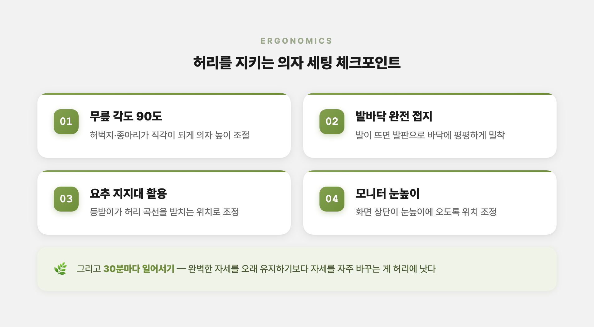 올바른 앉기 자세 체크포인트